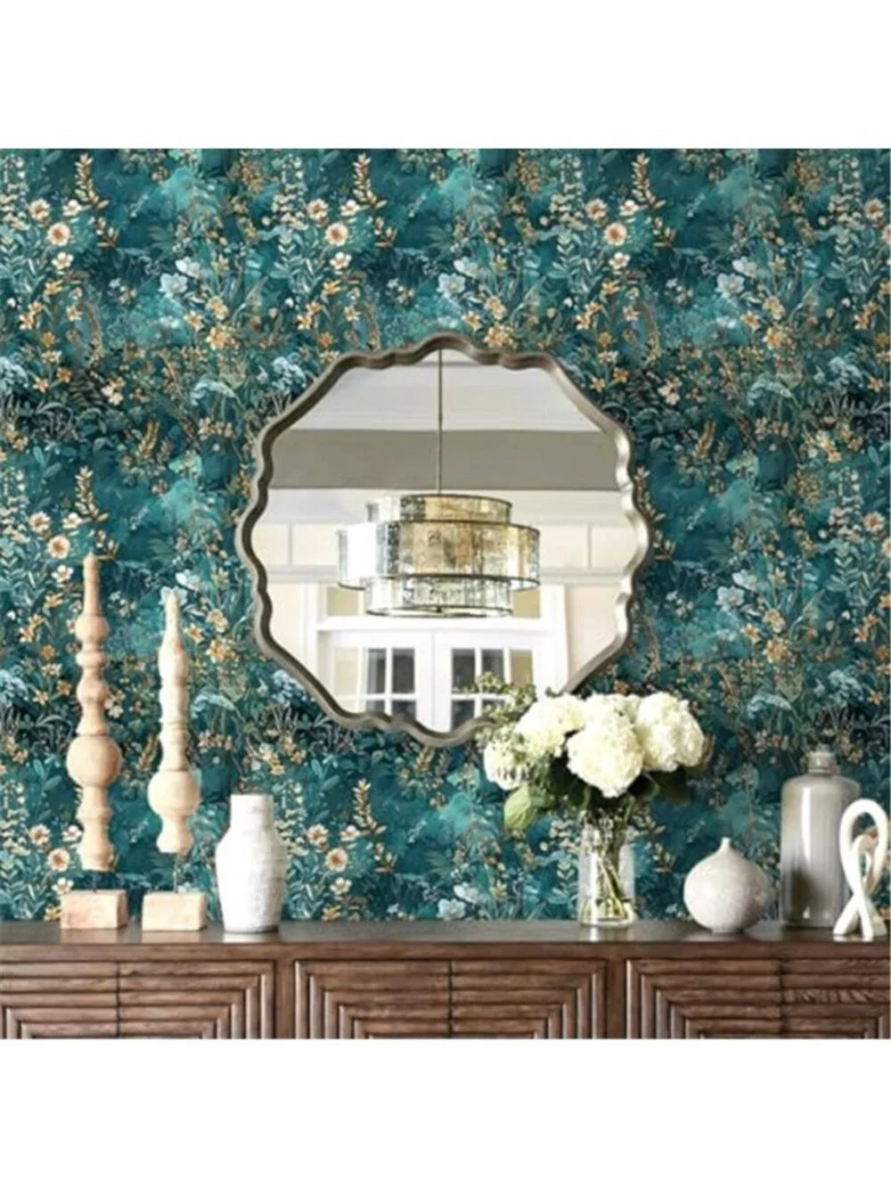 Green Floral Peel And Stick Wallpaper Vintage Botanical Removable Vinyl Decor